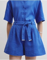 Country Road - Organically Grown Linen Tuck Front Short