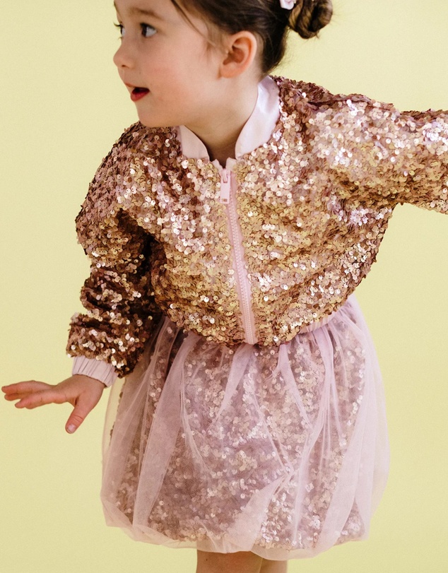 Rock Your Kid - Rebel Bubble Sequin Skirt in Champagne