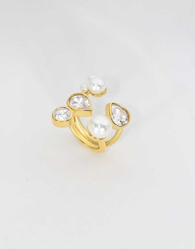 Jackie Mack - Pearl and Clear Wrap Ring