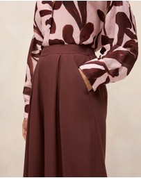 Trenery - Pleat Detail Palazzo Pant in Espresso