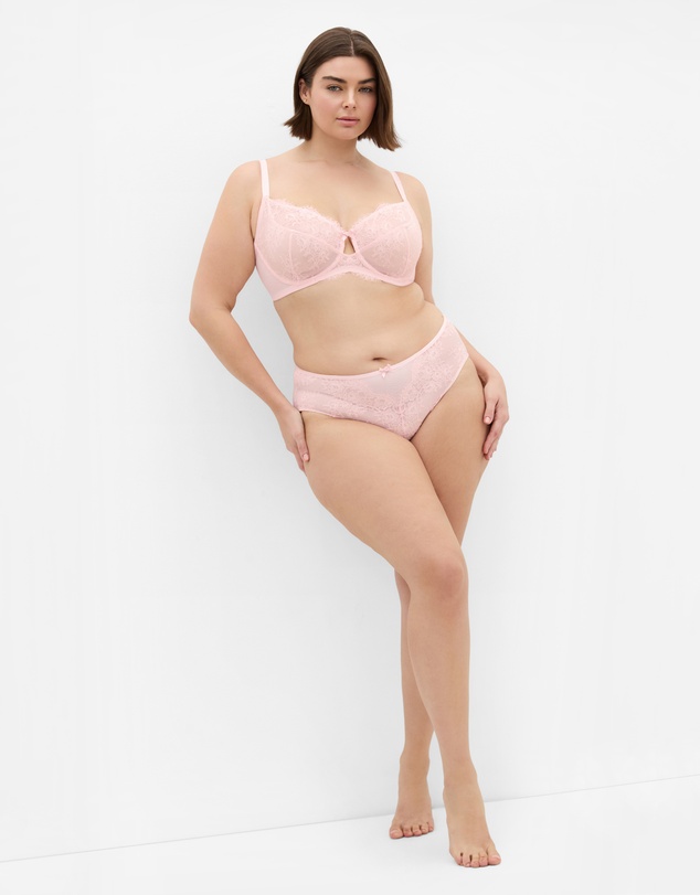 City Chic - Plus size Poppy Hi Waist Cheeky Brief - pink icing