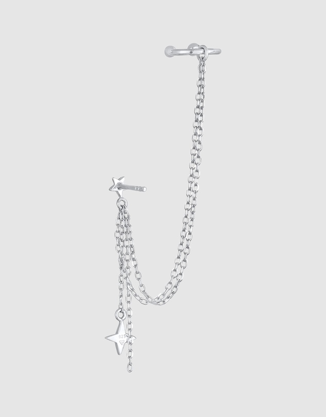 Elli Jewelry - Star Crystal Chain Stud Earrings in 925 Silver