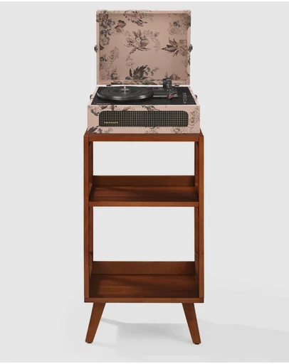 Crosley - Crosley Voyager Bluetooth Portable Turntable + Crosley Asheville Stand Bundle - Floral