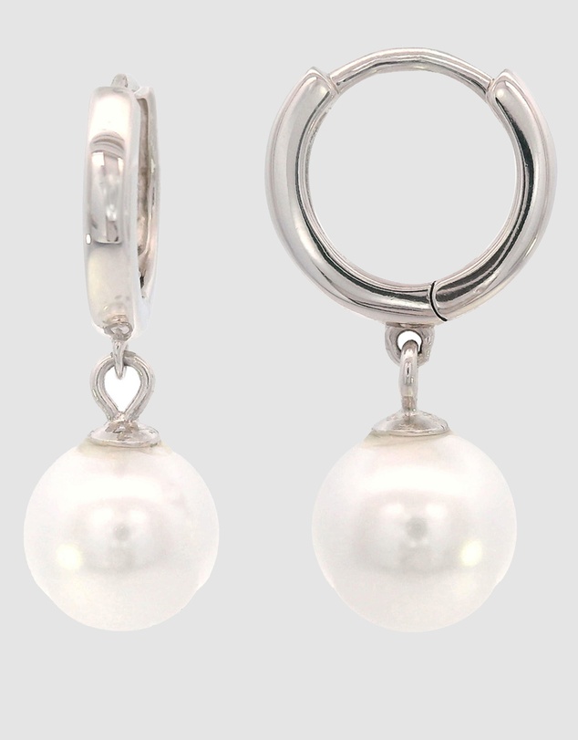 Georgini - Georgini Adagio Nine-2-Five Pearl Hoop Earrings Silver