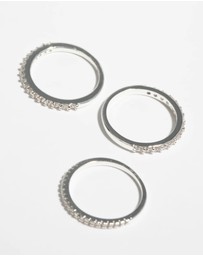 Lovisa - Silver Cubic Zirconia Fine Ring Stack