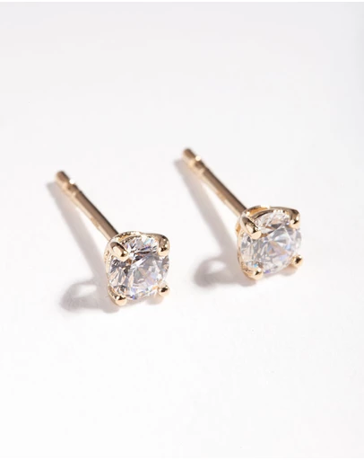 Lovisa - Gold Plated Sterling Silver Cubic Zirconia 1/4 Carat Stud Earrings