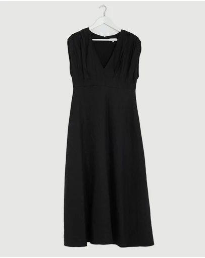 Revibe - Repaired AERE Rhae V Neck Midi Dress - AU 12