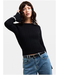 Subtitled - Holland Boat Neck Long Sleeve Knit Top