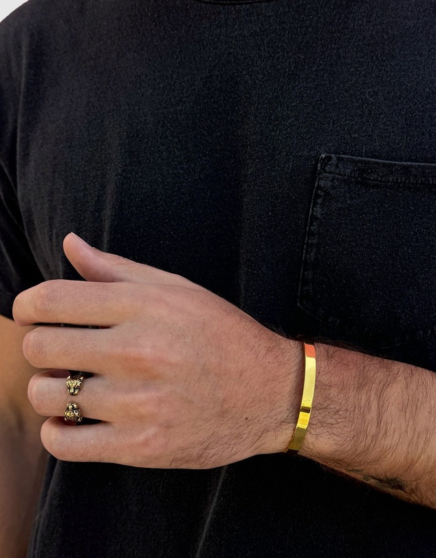Nialaya Jewellery - Men's Gold Open Cuff Bangle