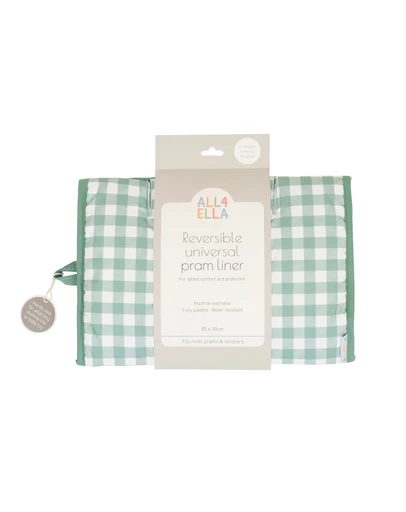 All 4 Ella - Pram Liner Gingham Sage