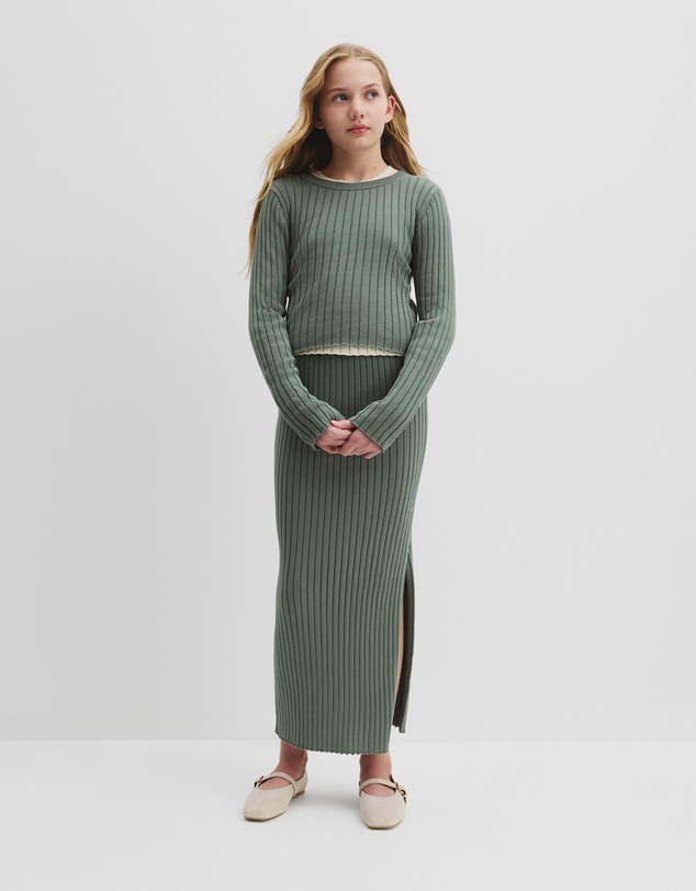 Country Road - Teen Cotton Rib Knit Long Sleeve Top