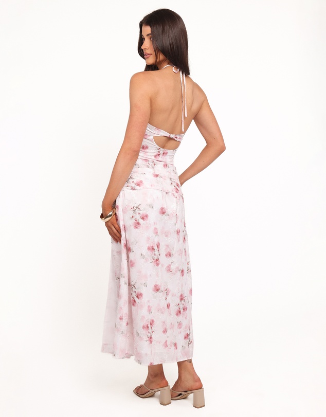 Petal & Pup - Lelia Halterneck Midi Dress - Pink Floral