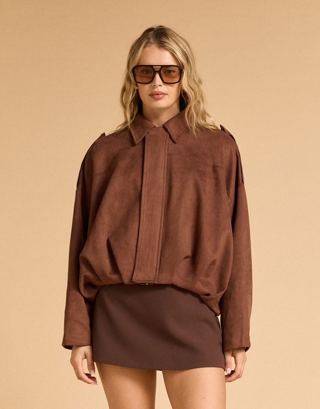 MVN - Faux Suede Bomber Jacket