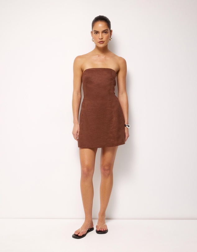 AERE - Fia Linen Strapless Mini Dress