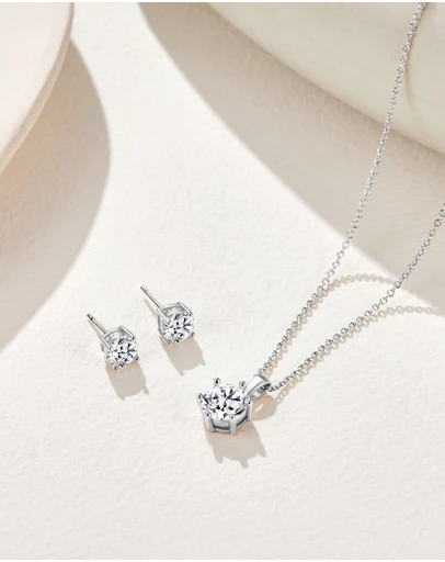 Mestige - Solitaire Set embellished with crystals by Swarovski® - Silver Plated