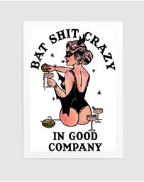 Olive et Oriel - Bat Crazy Funny Pin-Up by The Whiskey Ginger Art Print