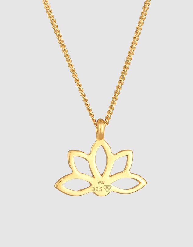 Elli Jewelry - Lotus Pendant Necklace in Gold-Plated 925 Silver
