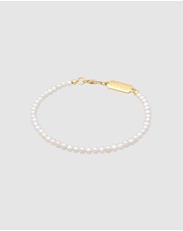Kuzzoi - ICONIC EXCLUSIVE - Bracelet Men Classic Trend Simple Freshwater Pearls in 925 Sterling Silver Gold Plated