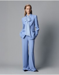 Carla Zampatti - Cornflower Crepe Long Line Jacket
