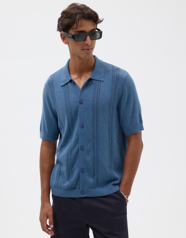 AERE - Silk Blend Textured Stripe Knit Shirt