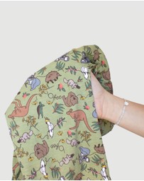 B Free Intimate Apparel - 100% Organic 2-Way Zip Sleepsuit - Baby & Toddler Khaki Native Aussie Animals