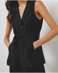 Atmos&Here - Kenna Sleeveless Linen Blend Vest