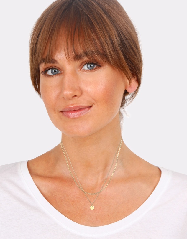 Elli Jewelry - Oval Layered Pendant Necklace in Gold-Plated 925 Silver