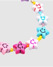 Elli Jewelry - Bracelet Smiling Face Star Colourful with Crystal 925 Sterling Silver Gold Plated