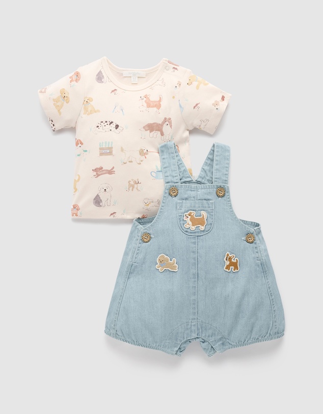 Purebaby - Denim Overall Set-Kids-Babies