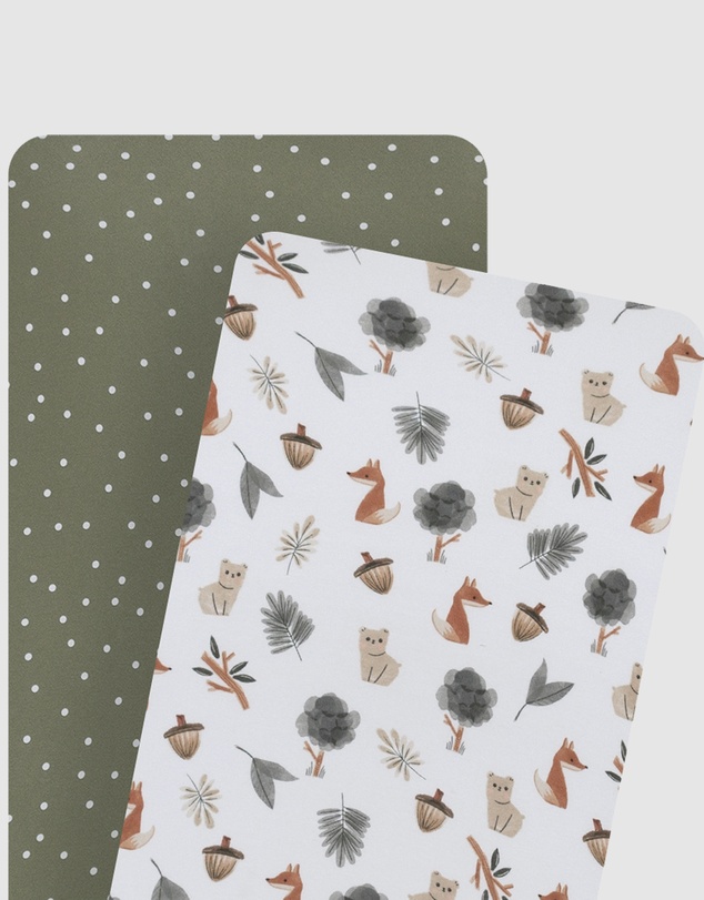 Living Textiles - 2 Pack Jersey Bedside Sleeper Fitted Sheet - Forest Retreat