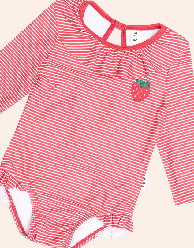 Huxbaby - Stripe Frill Neck Swimsuit - Babies-Teens