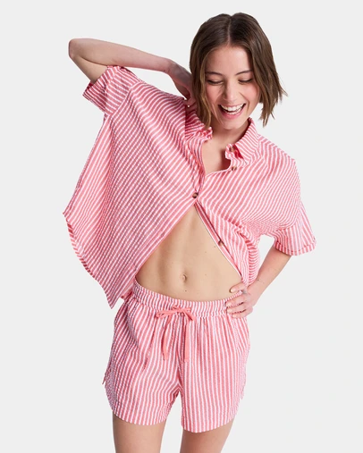 Roxy - Womens Lekeito Break High Stripe Beach Shorts