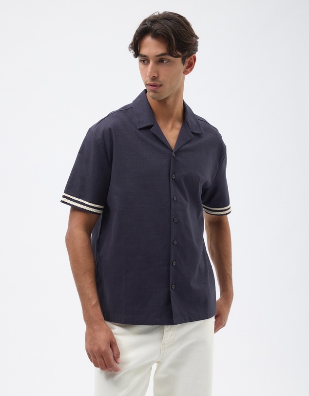 AERE - Contrast Linen Blend Shirt