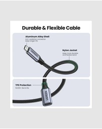 Ugreen - UGREEN USB-C 3.1 Extension Cable 1m Dark Gray Durable Nylon Braided for Data Transfer Charging