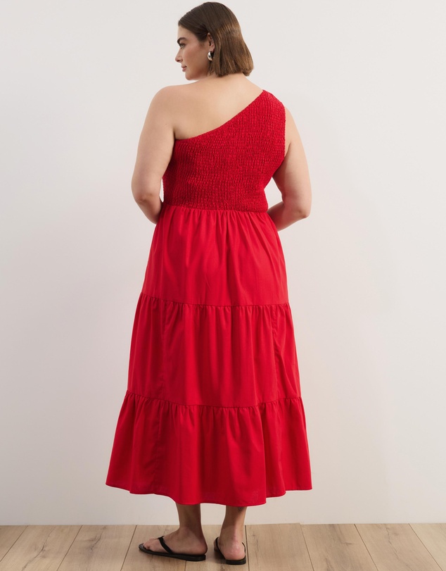 Atmos&Here Curvy - Josie Linen Blend One Shoulder Tiered Maxi Dress