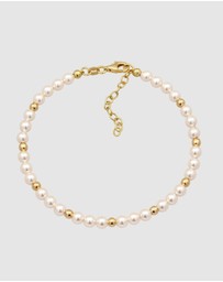 Elli Jewelry - Bracelet Women Elegant Pearl 925 Sterling Silver Gold Plated