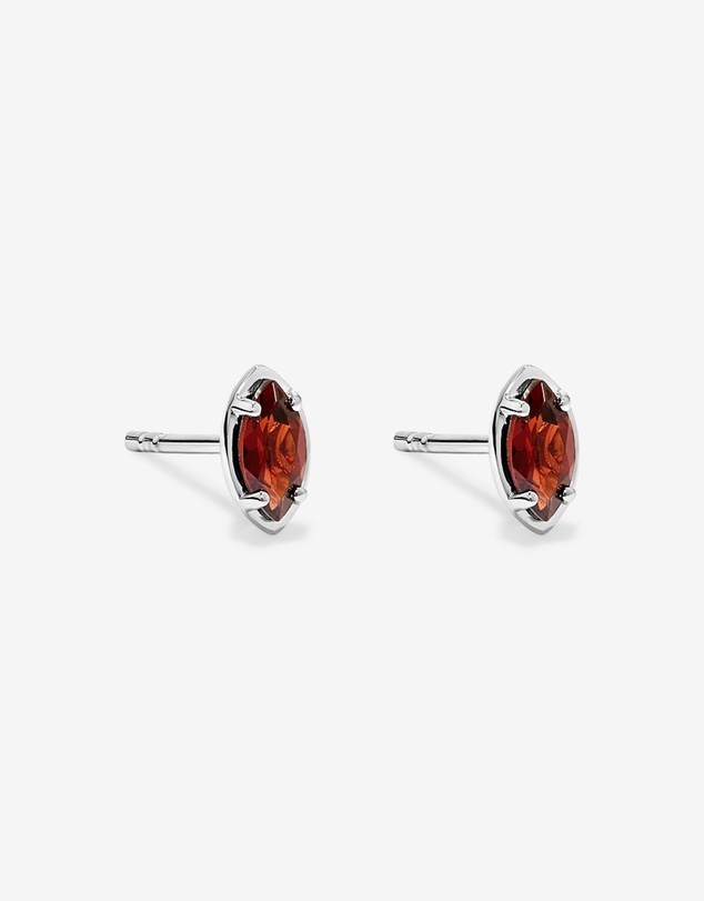 Michael Hill - Marquise-Cut Garnet Stud Earrings in Sterling Silver