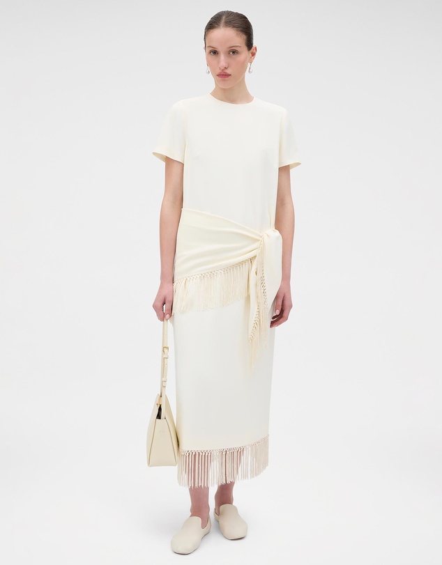 Oroton - Fringe Detail Crepe Dress