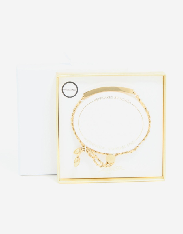 Lovisa - Waterproof Gold Plated Stainless Steel Twist Engravable Bar Toggle Bracelet