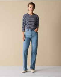 Trenery - Cotton Stripe 3/4 Sleeve T-shirt in Night Sky