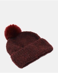 Morgan & Taylor - Elsie Boucle Beanie in Burgundy Red