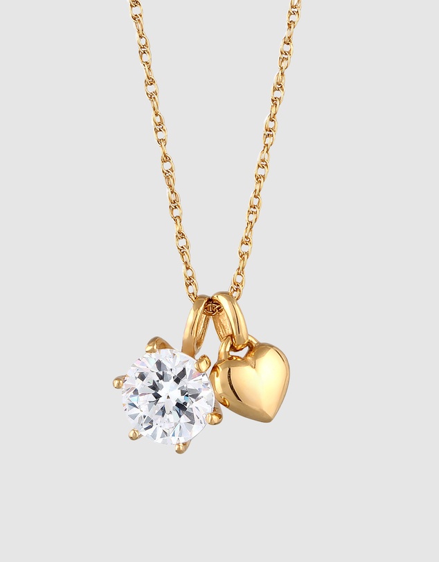 Elli Jewelry - Necklace Heart Crystals 925 Sterling Silver Gold-plated