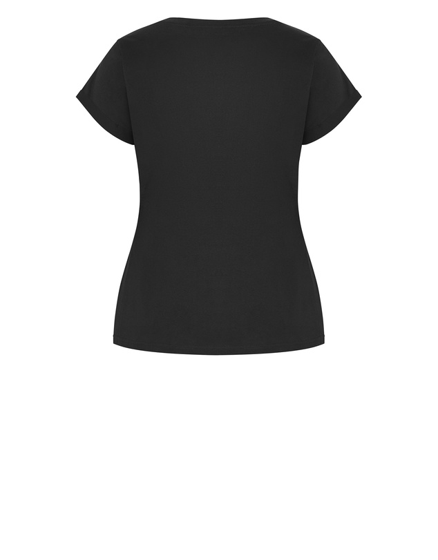 City Chic - Cuffed Sleeve Foil Tee