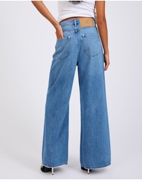 ONE TEASPOON - Love Machines Mid Waist Super Wide Leg Denim Jeans - Bright Blue