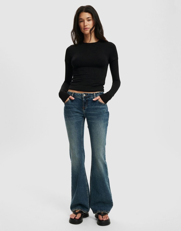 Cotton On - Sheer Layer Crew Long Sleeve Top