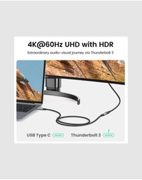 Ugreen - UGREEN USB-C 3.1 Extension Cable 1m Dark Gray Durable Nylon Braided for Data Transfer Charging