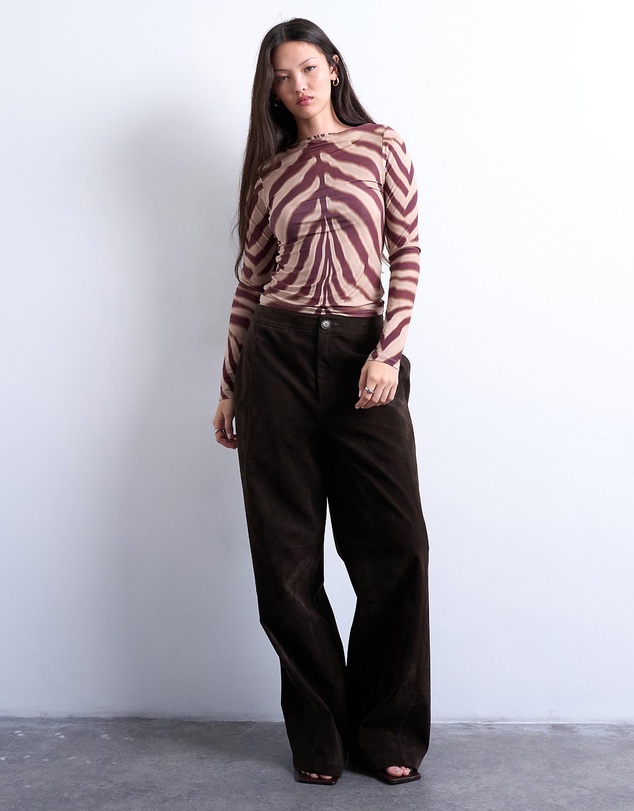 TOPSHOP - Microfibre LS Zebra Print Top