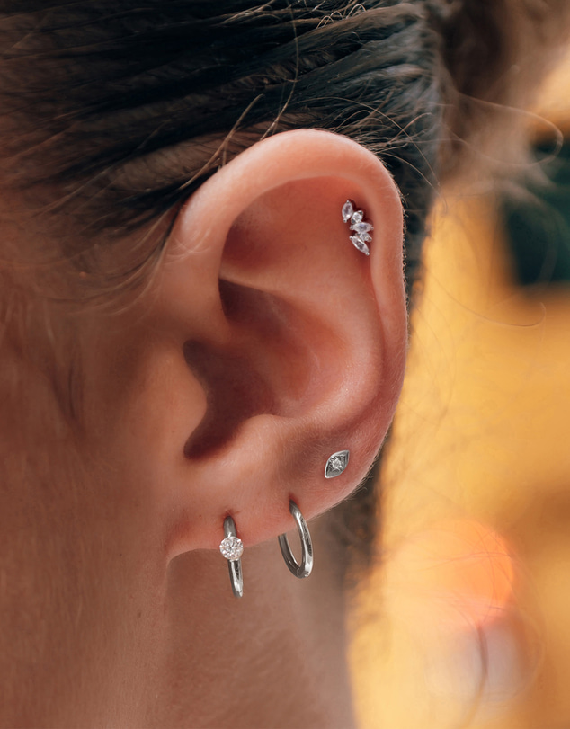 Wanderlust + Co - Classic 14K White Gold 8mm Baby Huggie Earrings