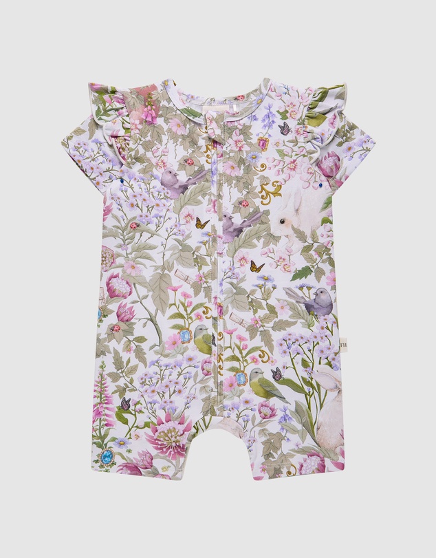 Fleur Harris - 'Heirloom Treasures' Precious Shorty Frill Coverall in Gardenia