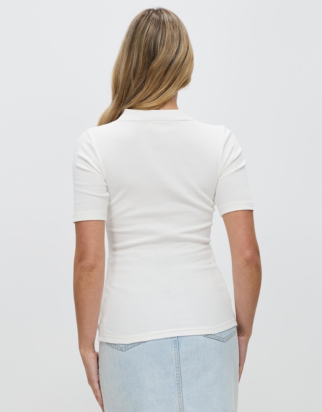 DRICOPER DENIM - Split White Rib Top